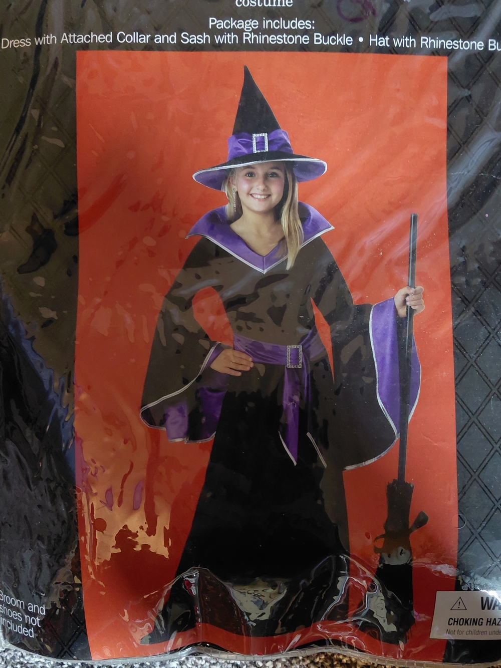 Girls Black & Purple Witch Costume with Hat #11019